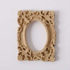 Díszes, ovális fa képkeret, 3x5cm, kézműveskedéshez és dekorációhoz - Fa felirat & dekorációs elem