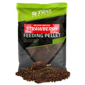 Stég Product Method Master Eper 2mm Etető Pellet, 800g-os csomag eper ízű haleleség pellet pontyhorgászatra - Etetőanyag