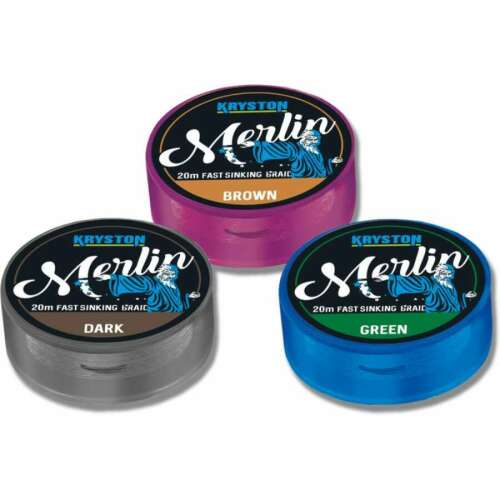 Kryston Merlin gyorsan süllyedő fonott zsinór zöld, barna és sötét színben, 20m-es orsón