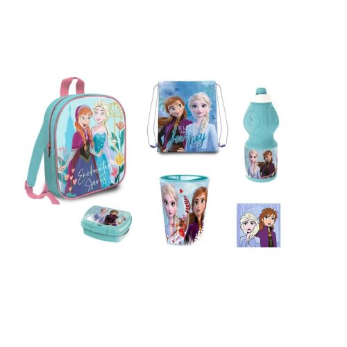 Jégvarázs iskolai szett: hátizsák, tornazsák, kulacs, szendvicsdoboz, pohár