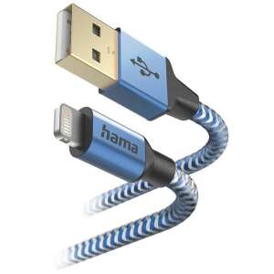 Kabel HAMA USB-A do Lightning, 1,5 m, niebieski, odblaskowe, plecione, certyfikowane MFI - Kabel danych