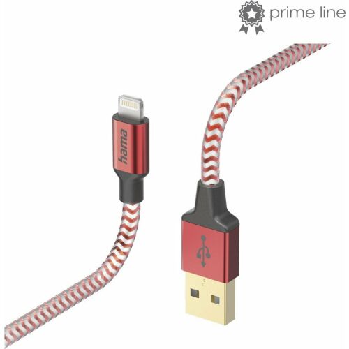 HAMA USB-A - Lightning data and charging cable with 1.5 m cord - HAMA ReflectiveUSB-A - Lightning Cable - red