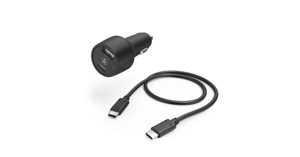 HAMA szivargyújtó töltő adapter USB + Type-C bemenettel + Type-C - Type-C kábel - 30W - HAMA Car Charger Kit with USB-C/USB-A - fekete 66111811