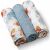 BabyOno kék és mintás textil pelenkák, feltekerve, 3 darabos csomag