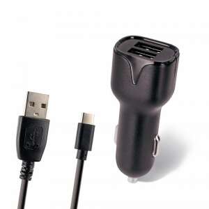 Maxlife MXCC-01 2xUSB car charger with Type-C cable - Car Cigarette Lighter Adapter and Splitter