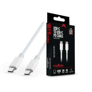 Maxlife USB-C - USB-C adat- és töltőkábel, 60W, 2 m-es, fehér - Maxlife