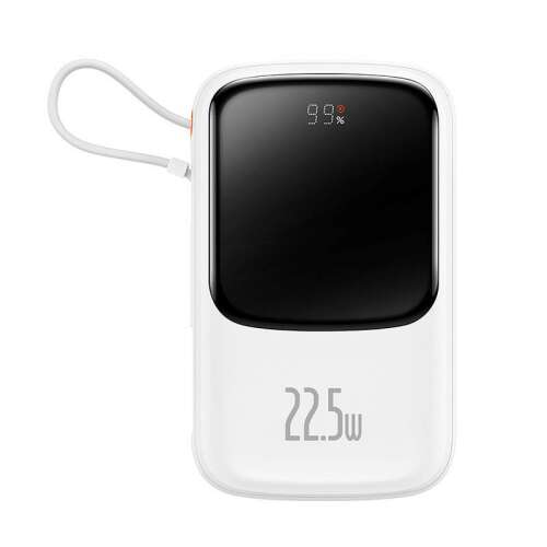 Baseus Qpow Pro Power Bank with USB-C Cable, USB-C, USB, 10000mAh, 22.5W (white)