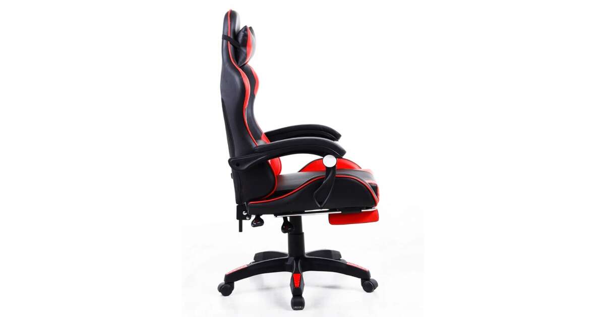 HD Gamer szék nyak és derékpárnával + lábtartóval fekete