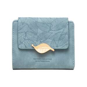 Kék színű műbőr pénztárca levél mintával és arany levél csattal, Pretties Collection - Férfi pénztárca