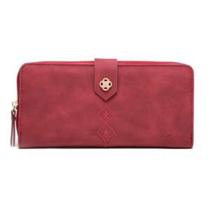 Piros műbőr női pénztárca cipzárral és díszítéssel - Női kiegészítő