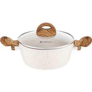 Ambition Nature 20 cm Topf mit Deckel, weiß mit Holzgriffen - Töpfe