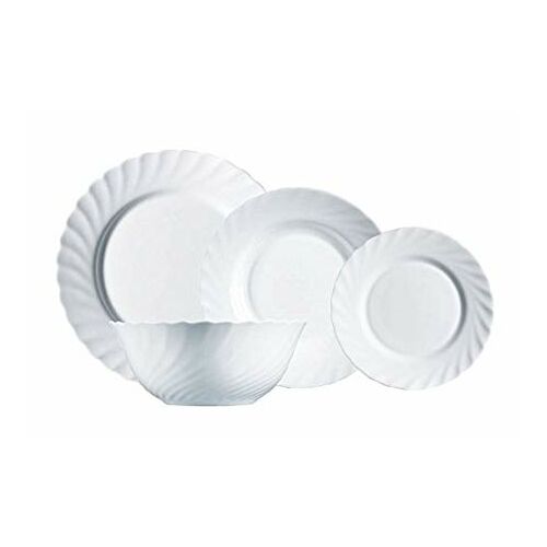 Luminarc Trianon fehér étkészlet tányérokkal és tálalóval