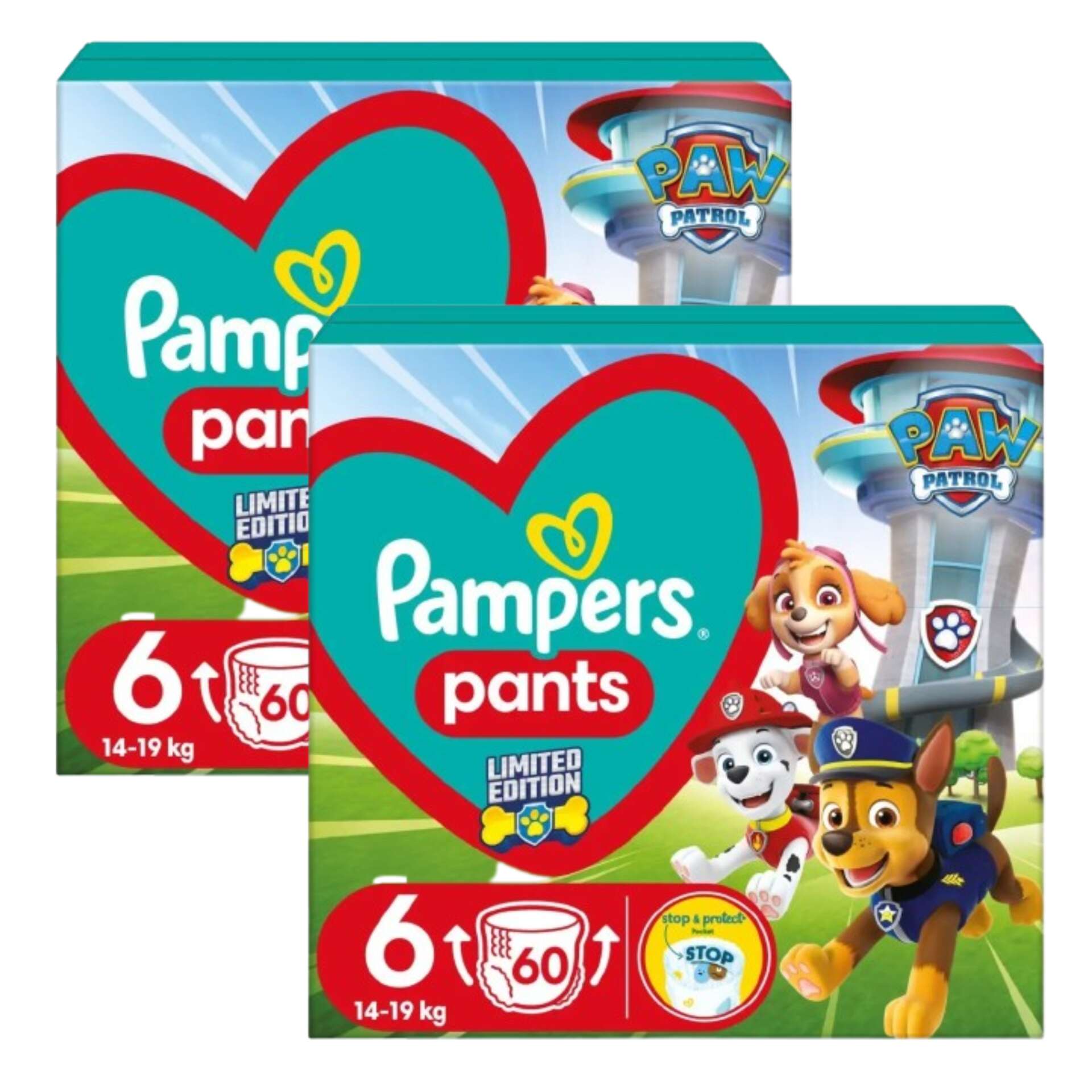 E-shop Balenie plienok Pampers Pants 14-19kg Junior 6 (120ks) Paw Patrol