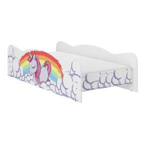 Pat de copii UNIKORNIS cu design de unicorn și curcubeu, cadru alb, 160x80cm - Nonbrand Paturi pentru tineri