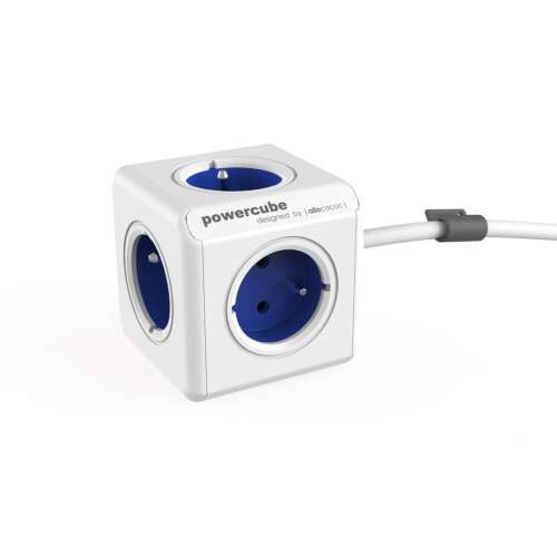 PowerCube Extended blue power strip with 5 outlets