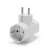 White 3-way power splitter with grounded plug