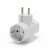White 3-way power splitter with grounded plug