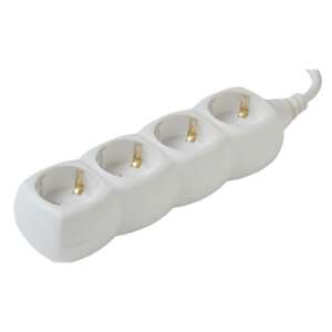 White 4-way power strip with 3 meter cable - Power Strip