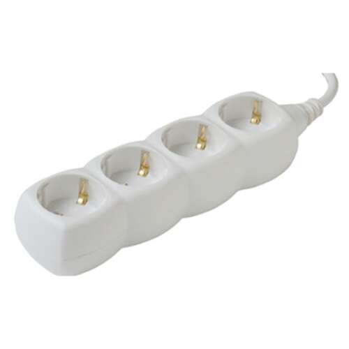 White 4-way power strip with 3 meter cable