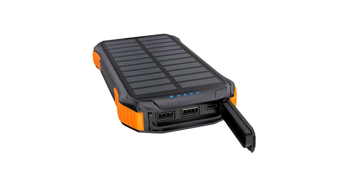 Choetech B658 Solar Power Bank 2x USB 10000mAh Qi 5W (black-orange ...