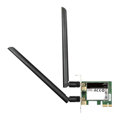 D-Link DWA-582 vezeték nélküli AC1200 DualBand PCIe adapter, fekete, két antennával