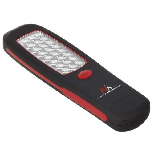 Maclean Energy MCE03 24 LED-es műhelylámpa mágneses kampóval, fekete és piros - Munkalámpa