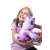 Dimian Luna Talking Plush Unicorn, interactive toy for kids, white unicorn with purple mane and tail, being held by a girl
