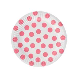 Pink Polka Dot, Pöttyös papírtányér 6 db-os 18 cm 66367281 