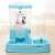 Automatic pet feeder with food and water dispenser, blue color