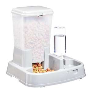 Automatischer Haustierfutterspender mit Futter- und Wasserdispenser, grau-beige Farbe - EALMEU