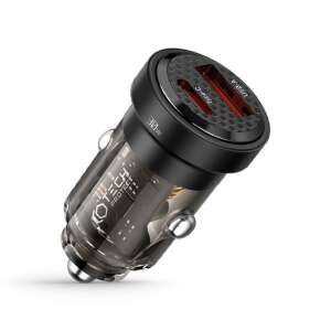 Încărcător auto Tech-Protect CC30W cu 2 porturi, cu porturi USB-A și USB-C, negru - Tech-Protect