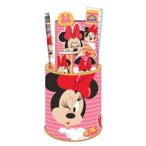 Sada písacích potrieb Disney Minnie Mouse Wink, 7 kusov, obsahuje ceruzku, pravítko, gumu, strúhadlo, držiak na ceruzky, bloček a sponku - Papiernické súpravy