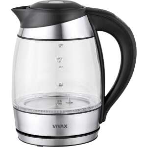 Vivax WH-180TC 1.8L glass electric kettle with stainless steel base and black lid - Vivax