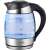 Vivax WH-180TC 1,8L Glas-Wasserkocher mit Edelstahlbasis und schwarzem Deckel, mit blauer Lichtanzeige