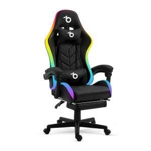 SPRINTER RGB LED-es gamer szék - karfával, párnával - fekete - BMD1115BK -  110kg, állítható magasságú forgószék