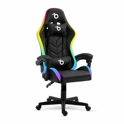 SPRINTER Scaun gaming RGB LED cu cotiere și perne - Negru