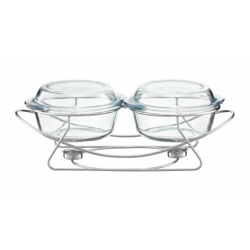 Ambition Saule 2x2L Glas Auflaufform mit Wärmeständer