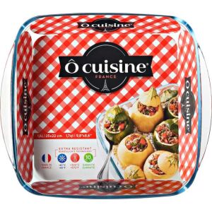 ÔCuisine 21x21 cm-es Négyzet Alakú Üveg Sütőtál Fogantyúkkal - Sütőedény