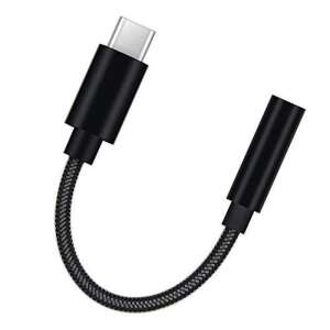 Type-C - 3,5mm jack audió adapter, Fekete - Cellect