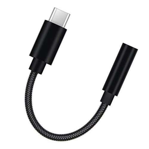 Type-C - 3,5mm jack audió adapter, Fekete