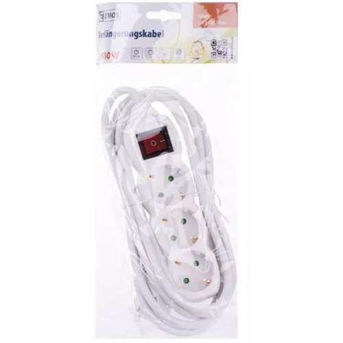 Emos P1323R 3 aljzat 3méter 1,5mm2 kapcsolós fehér hosszabbító 66575004
