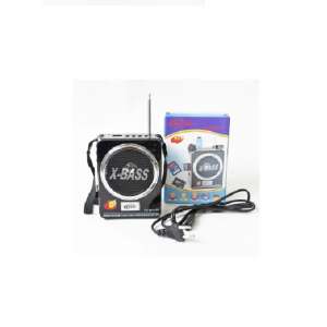 X-Bass hordozható rádió FM, USB, SD kártya, MP3 lejátszó és LED zseblámpa funkciókkal, fekete - Rádió