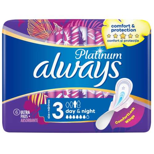 Always Platinum Day & Night hygienická vložka s krídlami 6ks