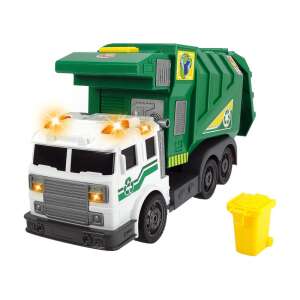 Green and white toy garbage truck with lights and sounds, Action Truck by Motor & Co. - Work machine for children