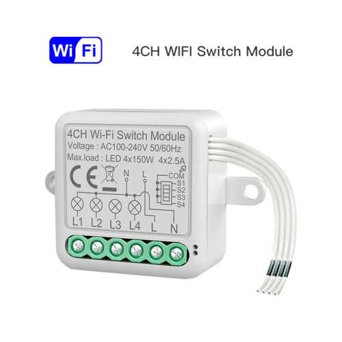 RSH® SB04 WiFi 4 channel smart switch module, white, front view