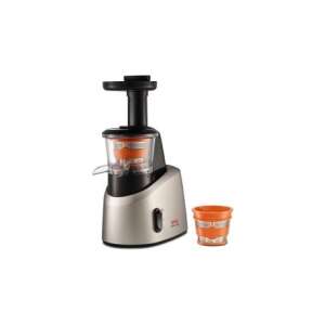 Бавноцентрифуга Tefal Infiny Juice ZC255B, сребърна и черна, с оранжеви части - Tefal