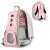 Petsi rózsaszín kisállat hordozó hátizsák ablakkal és szellőzőnyílásokkal, oldal- és hátsó nézet