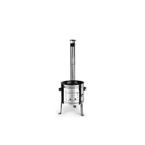 Inox 42cm-es bográcsállvány kéménnyel és könyökkel, rozsdamentes acél bogrács alap - Bor & Pálinka főzés