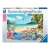 Ravensburger 1000 piece jigsaw puzzle, The Shell Collector, depicts a tropical beach scene with a shell collection and jewelry making tools