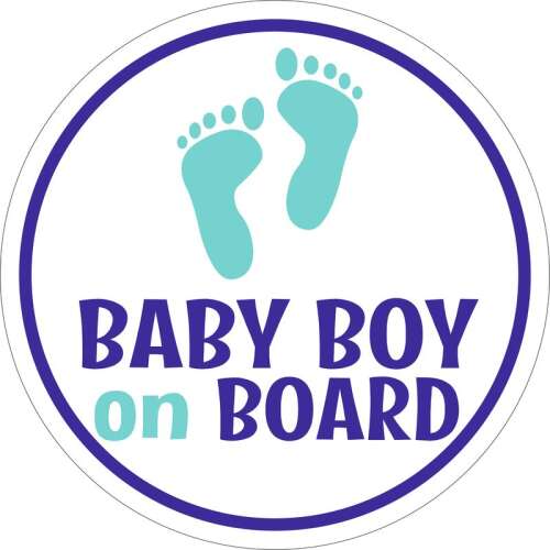 Baby girl on board feliratos, kék, kerek lábnyomos autómatrica - Best4Baby magyar babyonboard autó matrica
